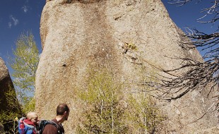 The SE side of the Tiny Town boulder (Anchors but no bolts - yet)