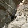 Kate's first trad lead! Technically an FA in Muir Valley, but who wants to own that?? (3/04)