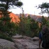 Sunrise lights up the mountains