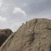 Kate scrambles up to the belay