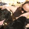 Mark enjoys the company of Hudson and Liv